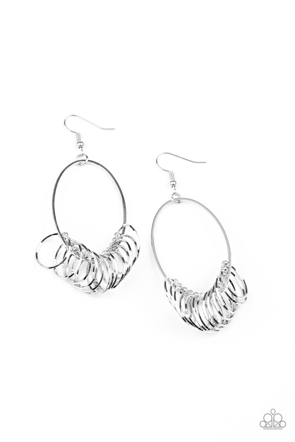 Paparazzi Halo Effect - Silver Earrings - A Finishing Touch 
