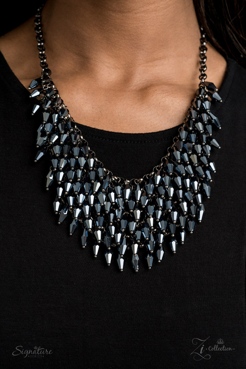 Paparazzi The Heather - 2020 Zi Collection Metallic Blue Necklace - A Finishing Touch 