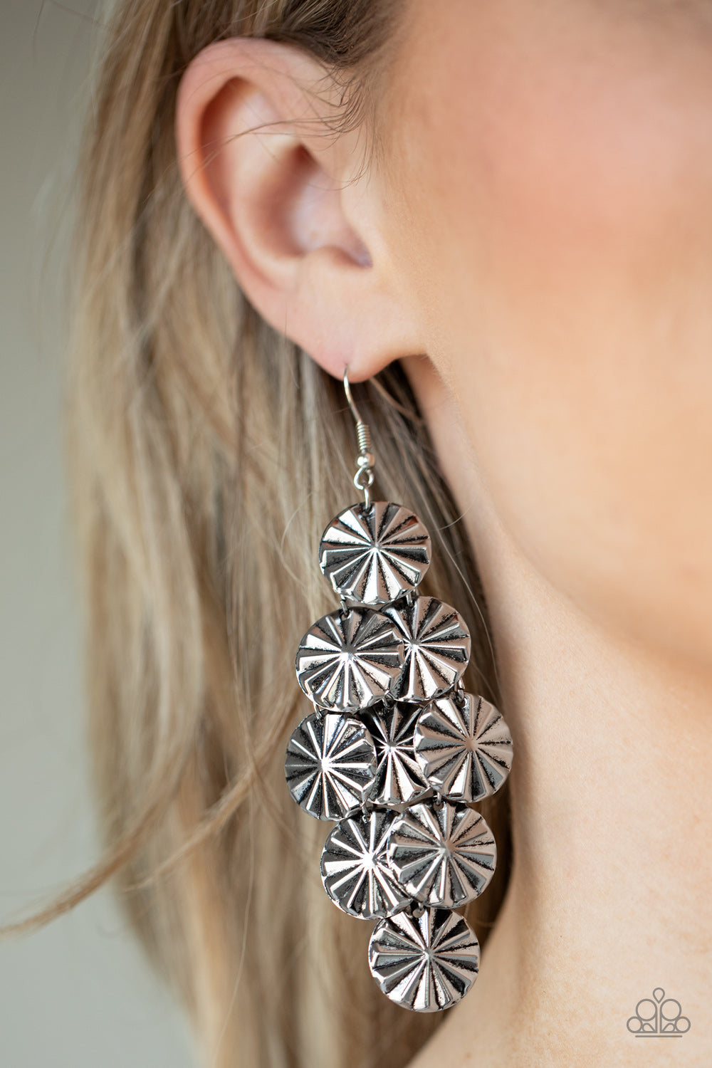 Paparazzi Star Spangled Shine - Silver Earrings - A Finishing Touch 