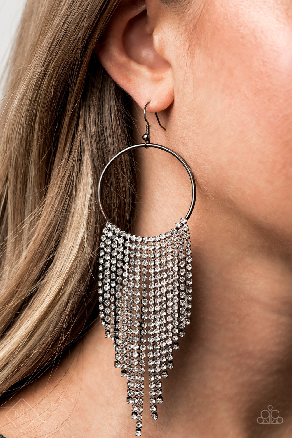 Paparazzi Streamlined Shimmer - Black Earrings - A Finishing Touch 