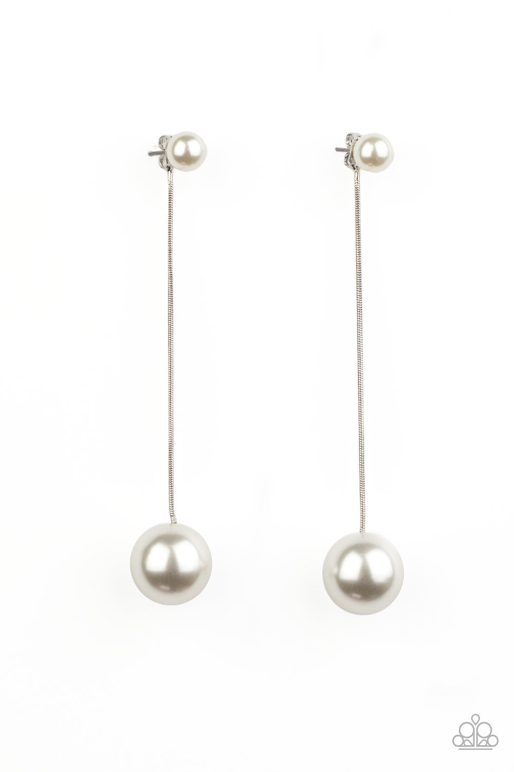 Paparazzi Extended Elegance - White Earrings - A Finishing Touch 