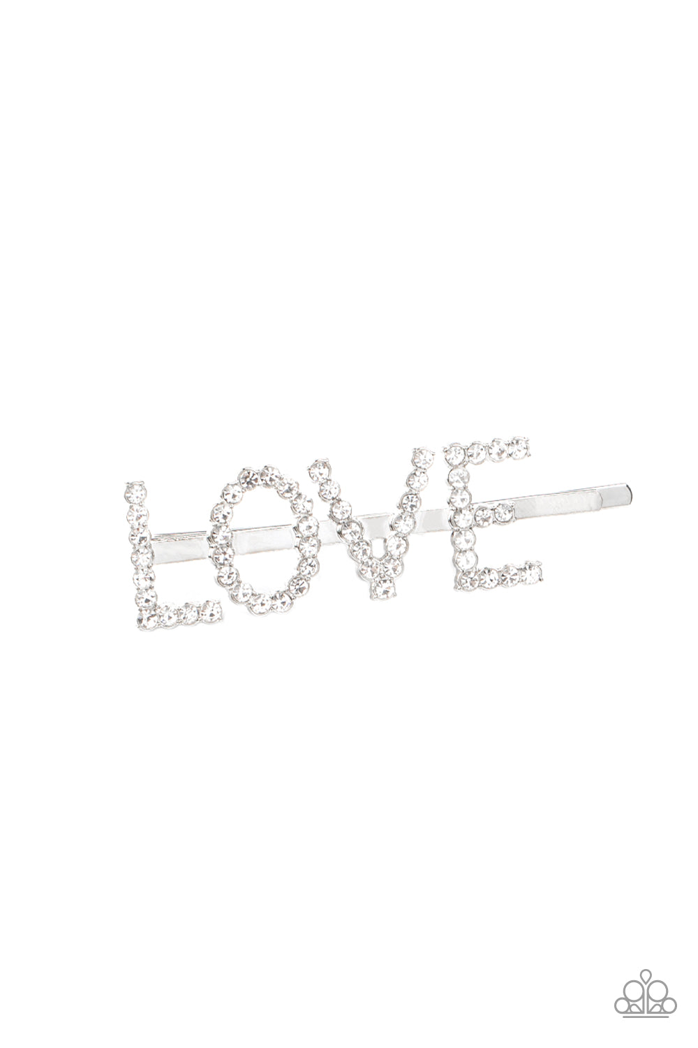 Paparazzi All You Need Is Love - White Rhinestone Bobby Pin - A Finishing Touch 