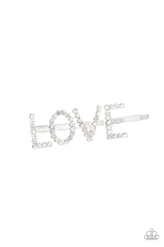 Paparazzi All You Need Is Love - White Rhinestone Bobby Pin - A Finishing Touch 