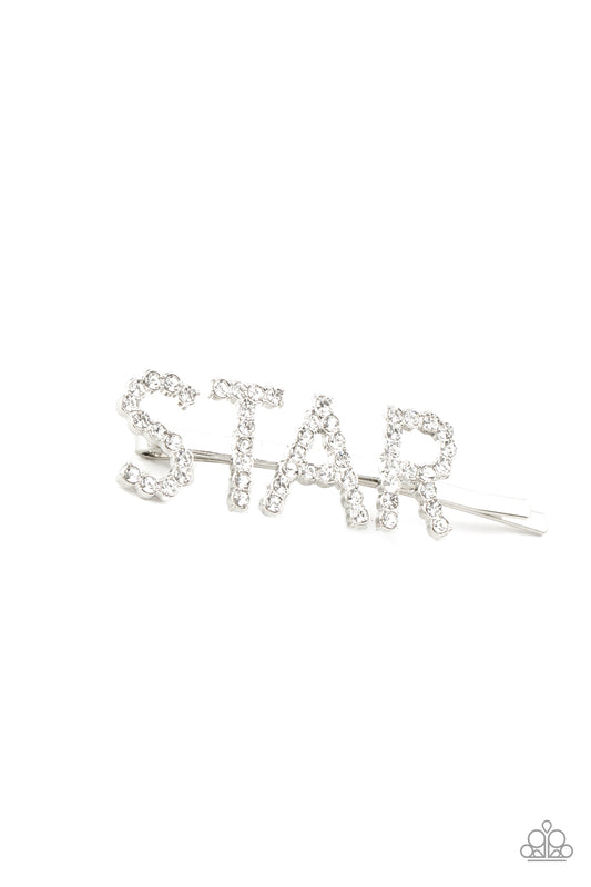 Paparazzi Star In Your Own Show - White Hair Clip - A Finishing Touch 
