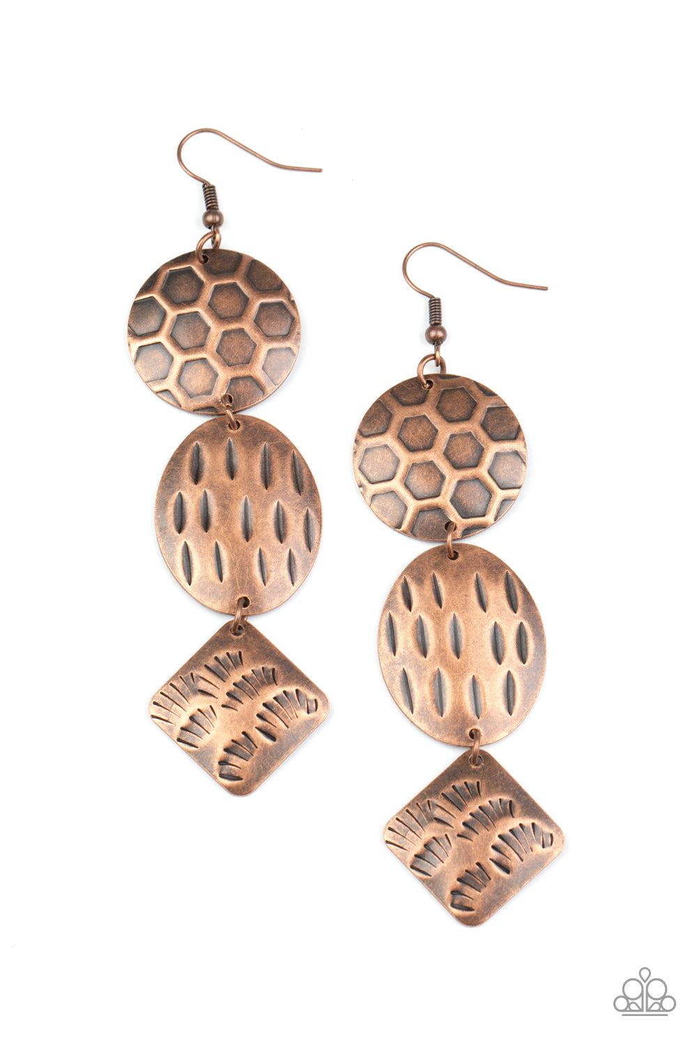 Paparazzi Mixed Movement - Copper Earrings - A Finishing Touch 