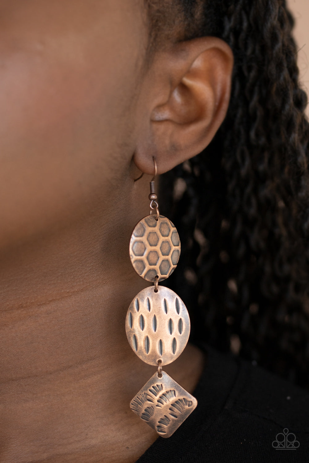 Paparazzi Mixed Movement - Copper Earrings - A Finishing Touch 