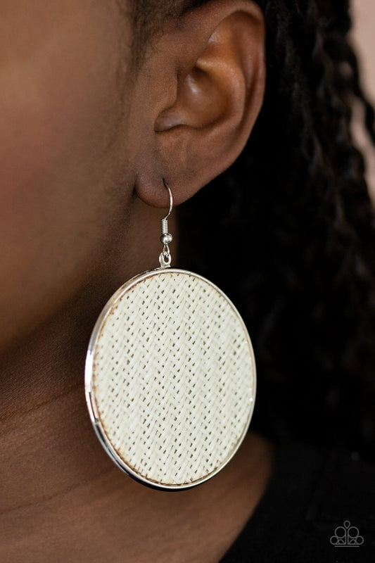 Paparazzi Wonderfully Woven - White Earrings - A Finishing Touch 