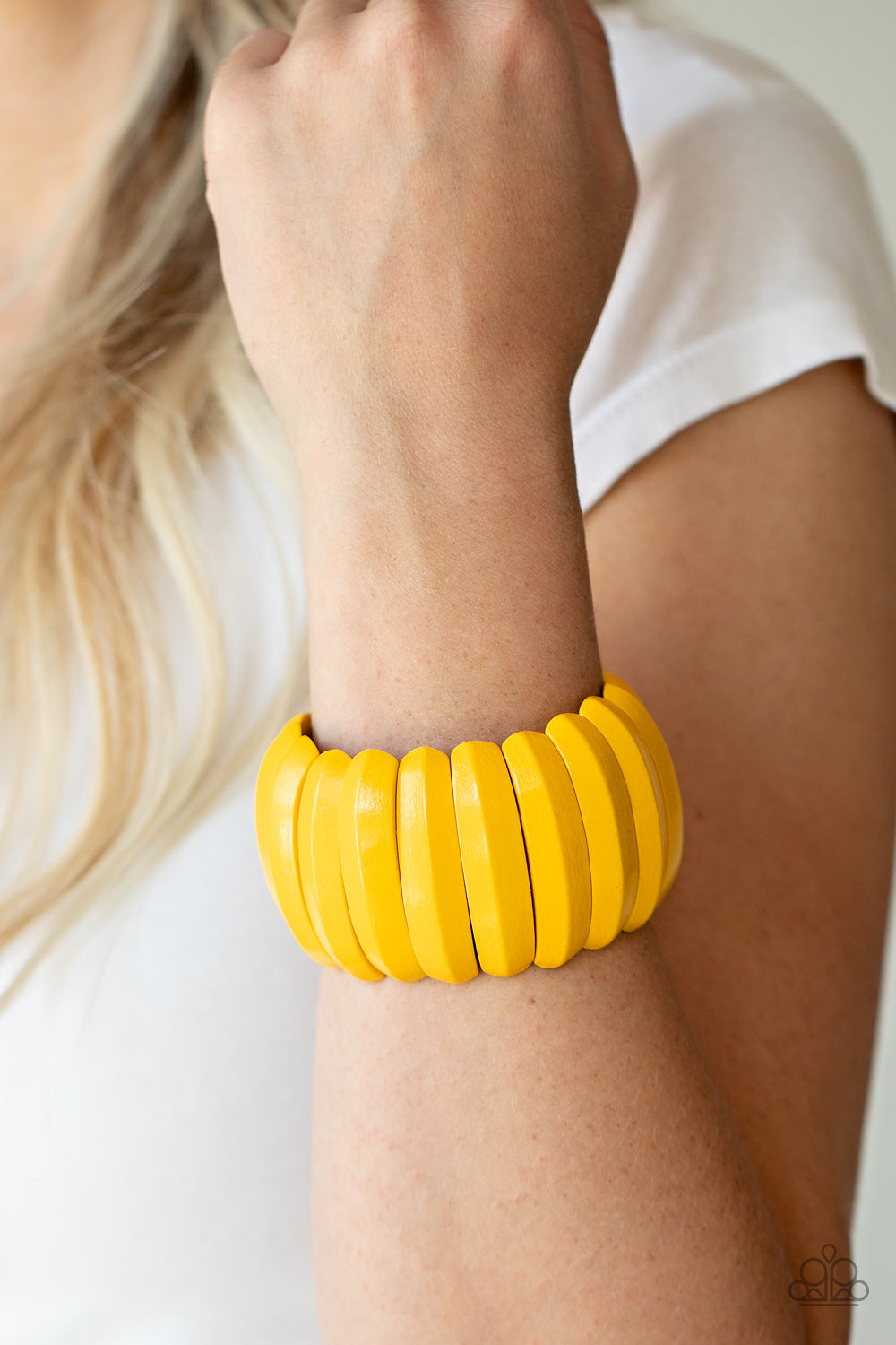 Paparazzi Colorfully Congo - Yellow Wooden Bracelet - A Finishing Touch 