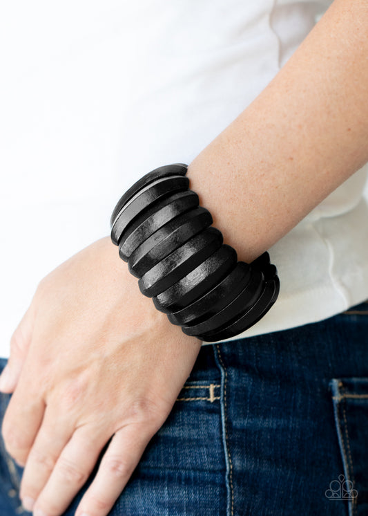 Paparazzi Colorfully Congo - Black Wooden Bracelet - A Finishing Touch 