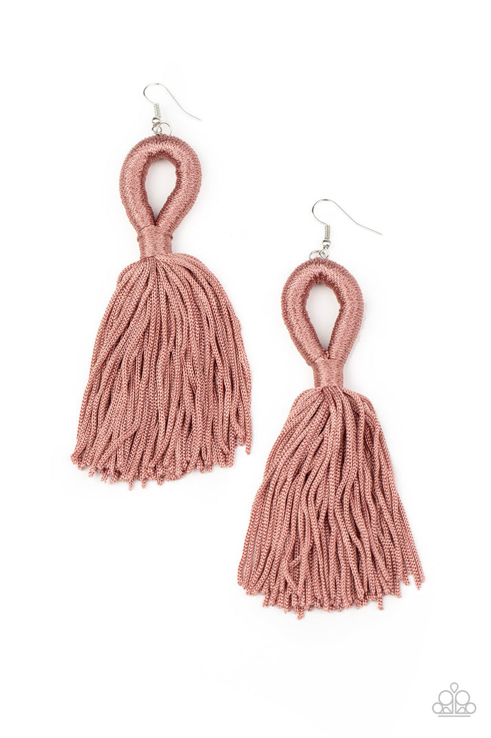 Paparazzi Tassels and Tiaras Pink Earrings A Finishing Touch Jewelry