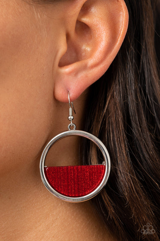 Paparazzi Stuck in Retrograde - Red Earrings - A Finishing Touch 