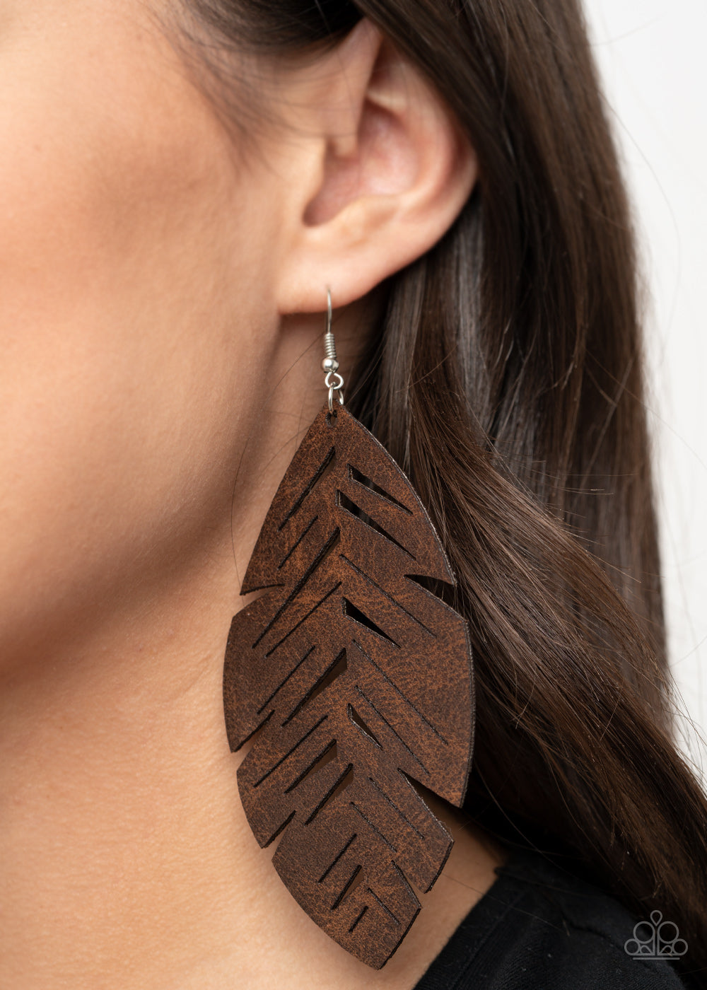 Paparazzi I Want To Fly - Brown Leather Earrings - A Finishing Touch 