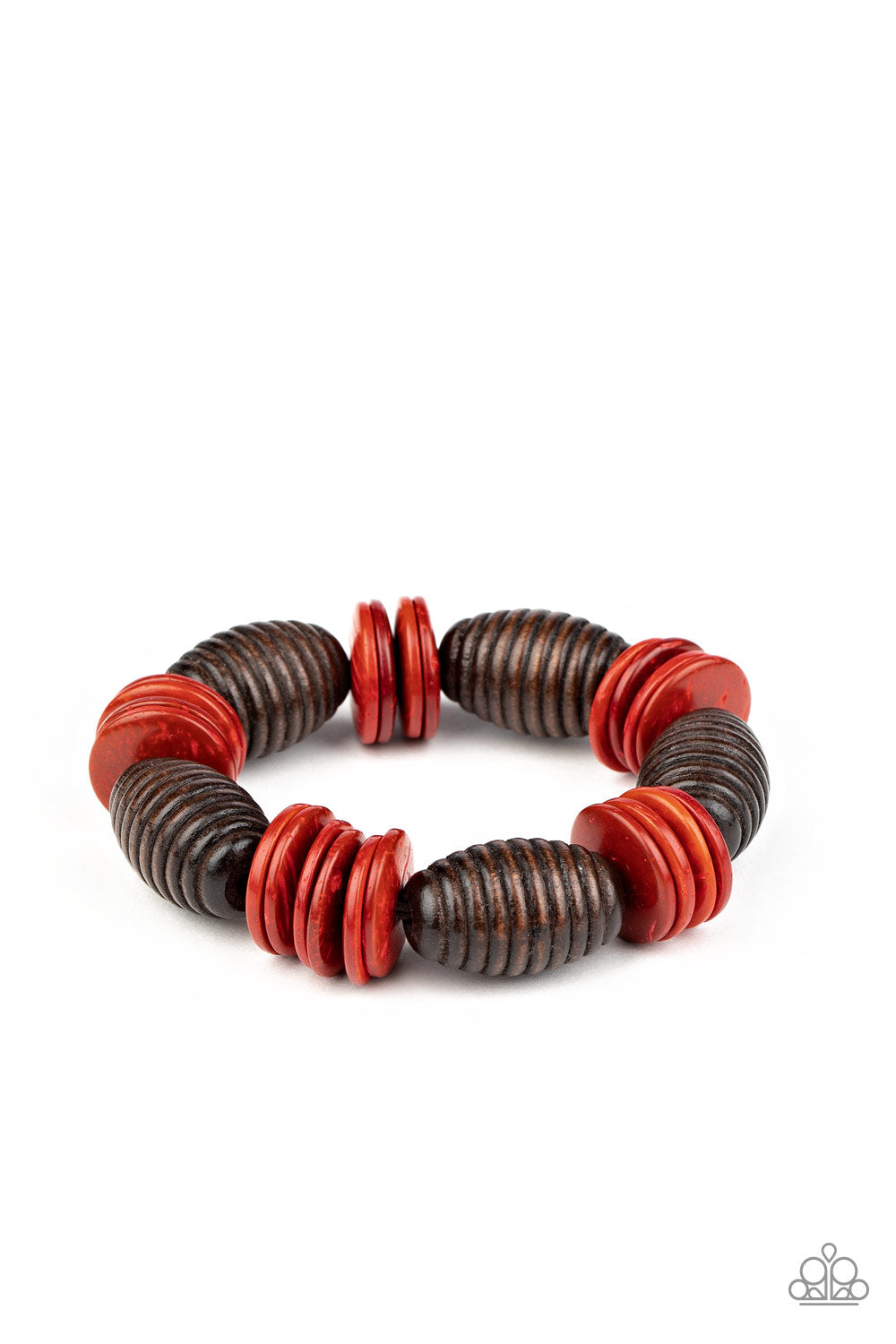 Paparazzi Caribbean Castaway - Red Wooden Bracelet - A Finishing Touch 