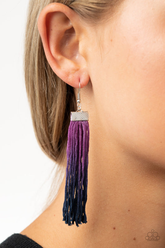 Paparazzi Dual Immersion - Purple Fringe Earrings - A Finishing Touch 
