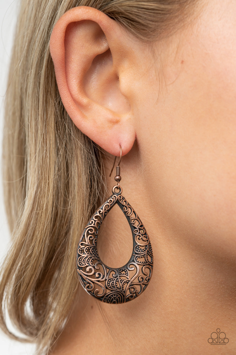 Paparazzi Get Into The GROVE - Copper Earrings - Paparazzi Accessories Jewelry