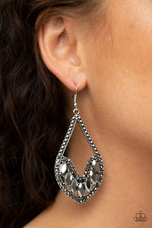 Paparazzi Ethereal Expressions - Silver Hematite Rhinestone Earrings - A Finishing Touch 