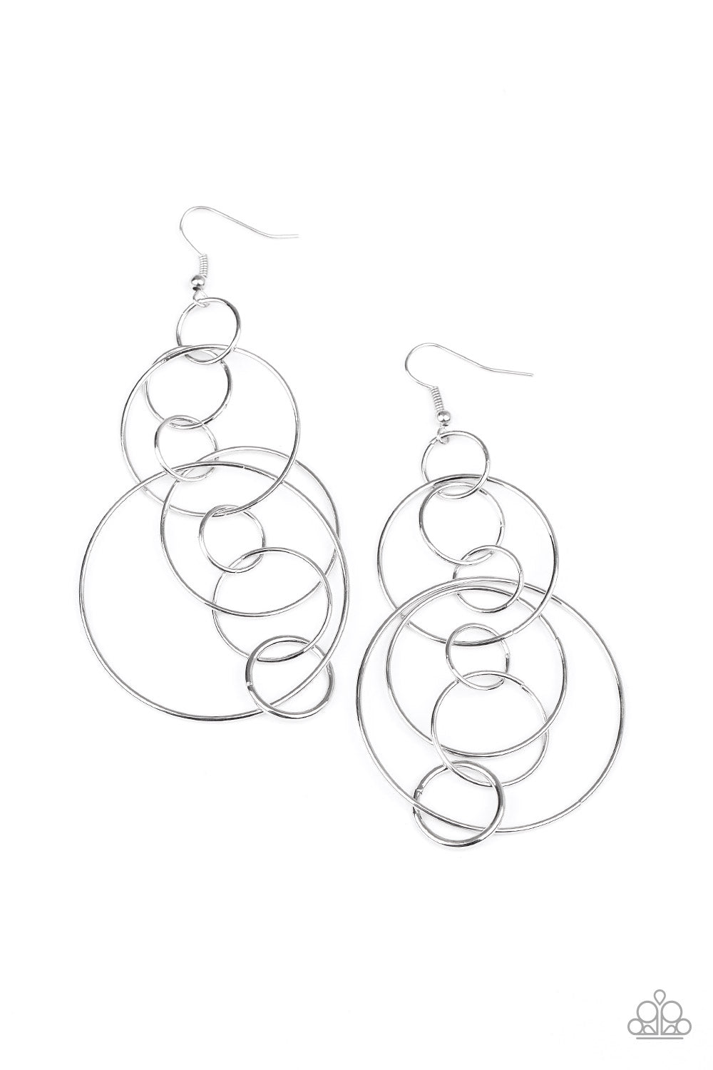 Paparazzi Running Circles Around You - Silver Earrings - A Finishing Touch 