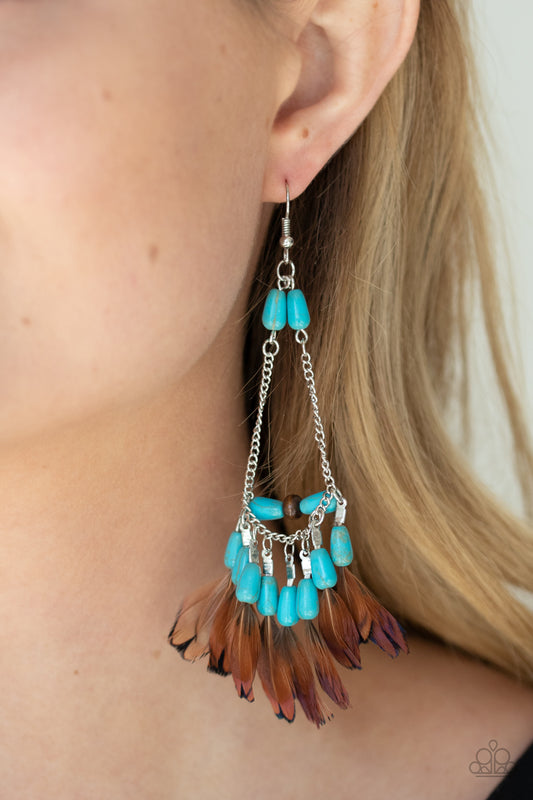 Paparazzi Haute Hawk - Blue Earrings - A Finishing Touch Jewelry