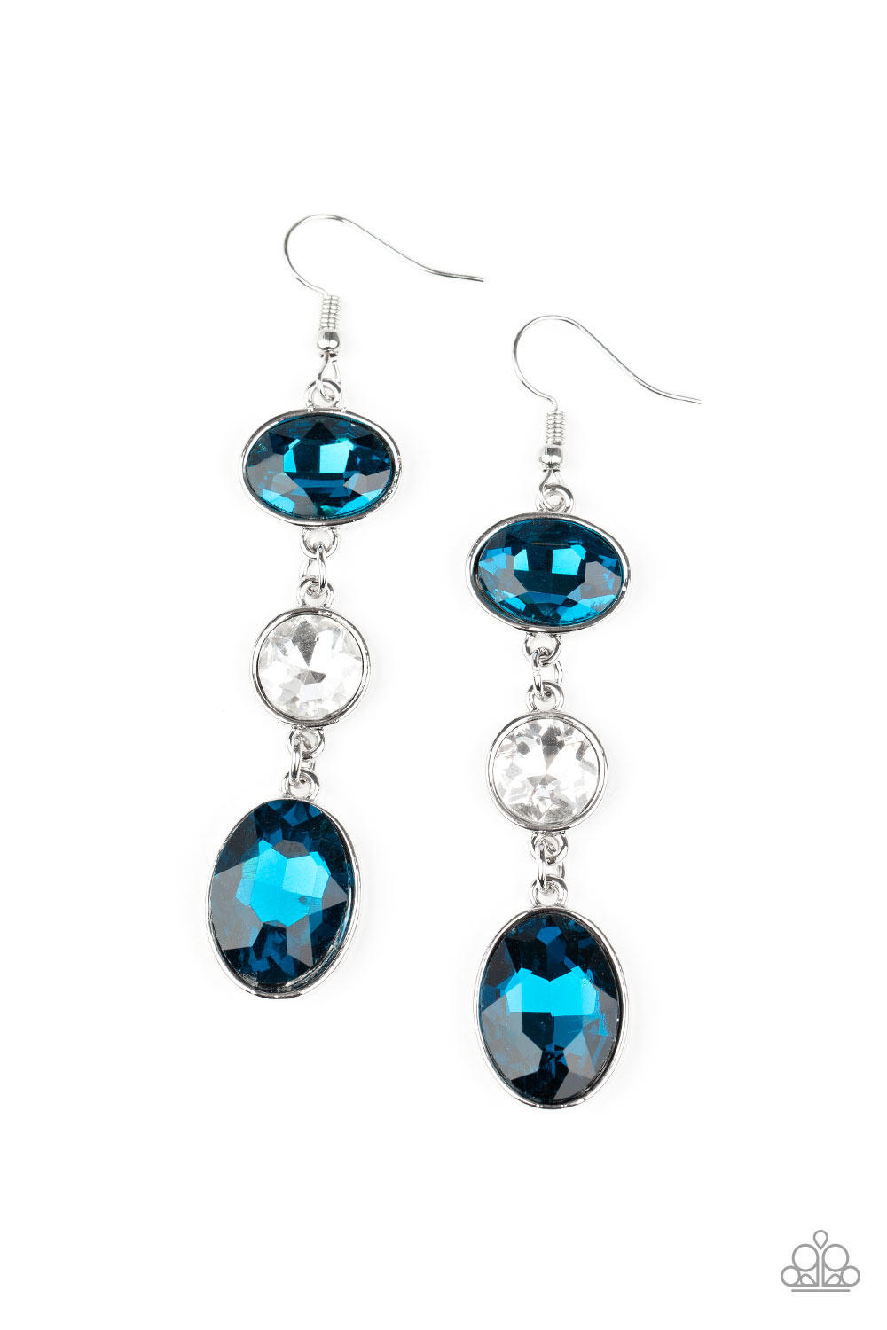 Silver Dangle earrings - Paparazzi The GLOW Must Go On! - Blue Earrings Paparazzi jewelry image