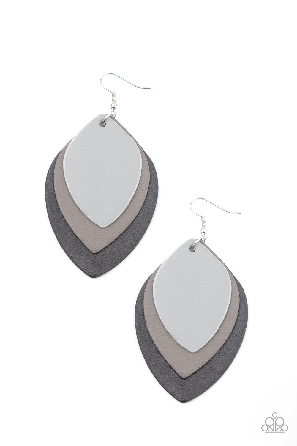 Paparazzi Light as a LEATHER - Black Earrings - A Finishing Touch Jewelry