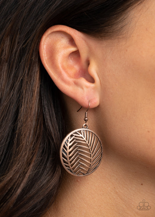Paparazzi Palm Perfection - Copper Earrings - A Finishing Touch 
