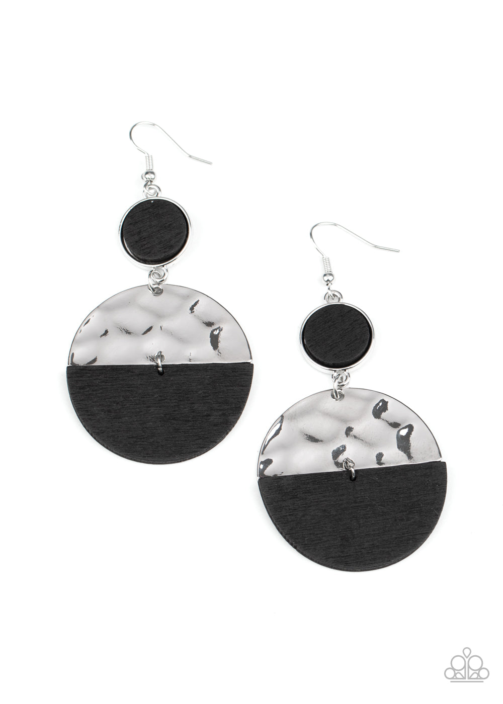 Paparazzi Natural Element - Black Earrings - A Finishing Touch 