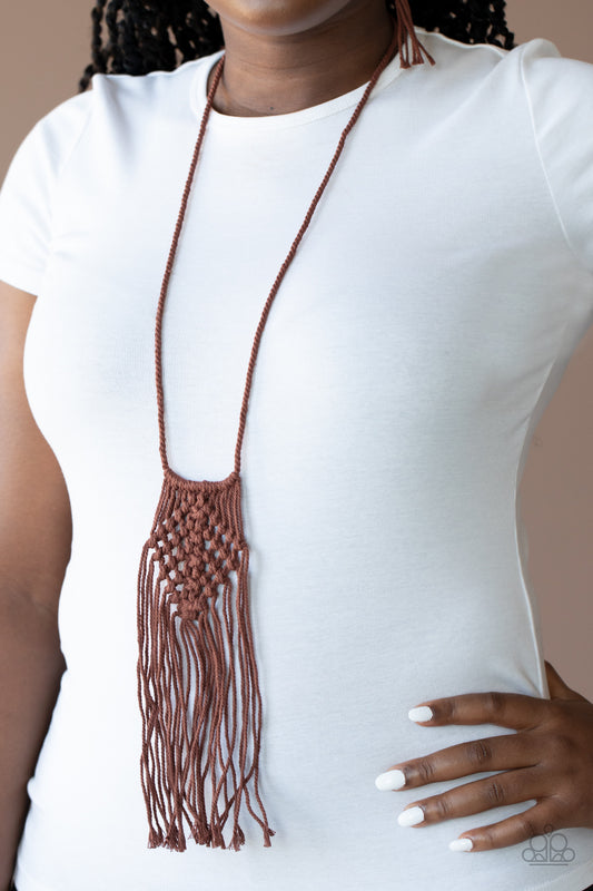 Paparazzi Macrame Mantra - Brown Necklace - A Finishing Touch 