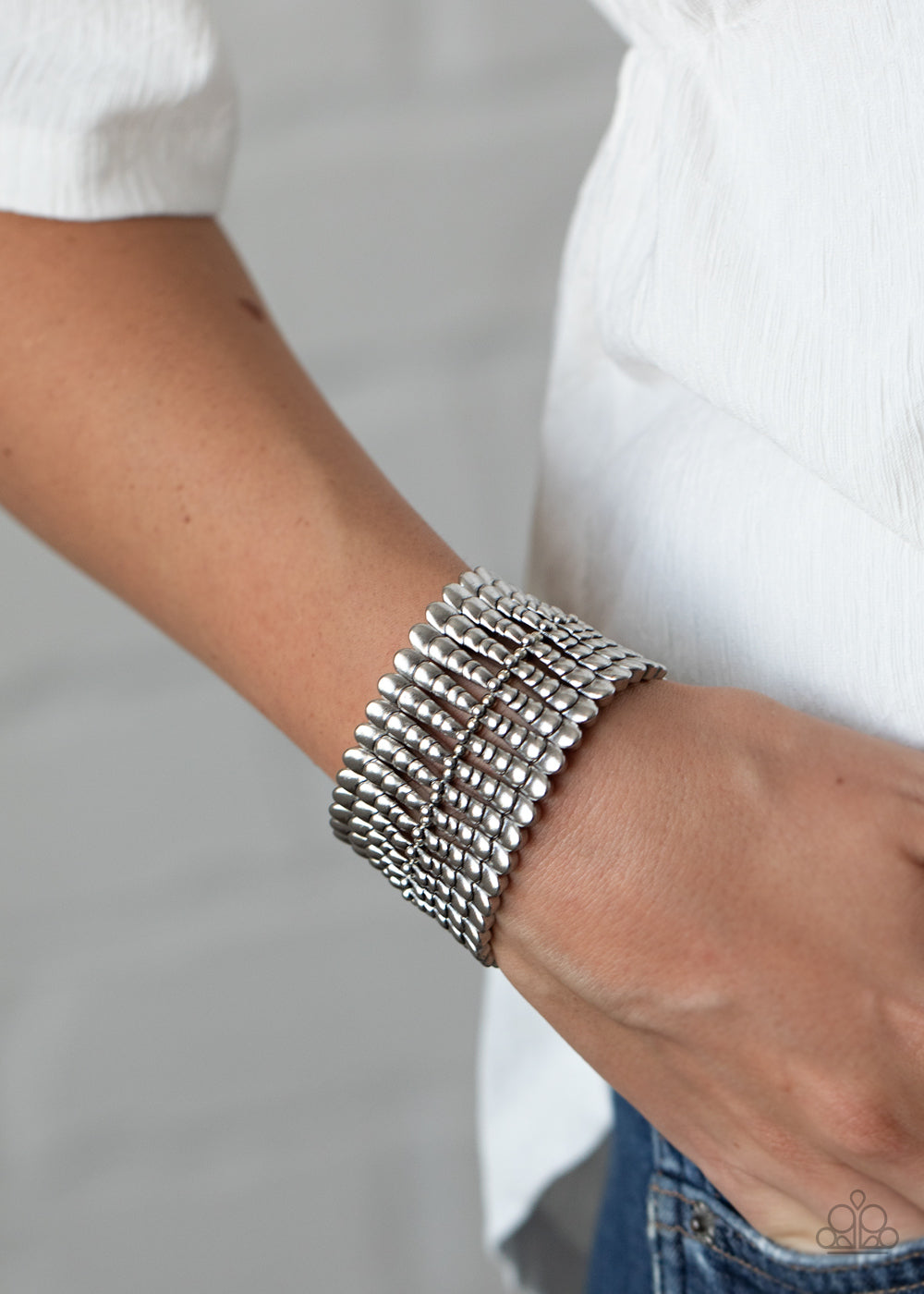 Paparazzi Level The Field - Silver Bracelet - A Finishing Touch 