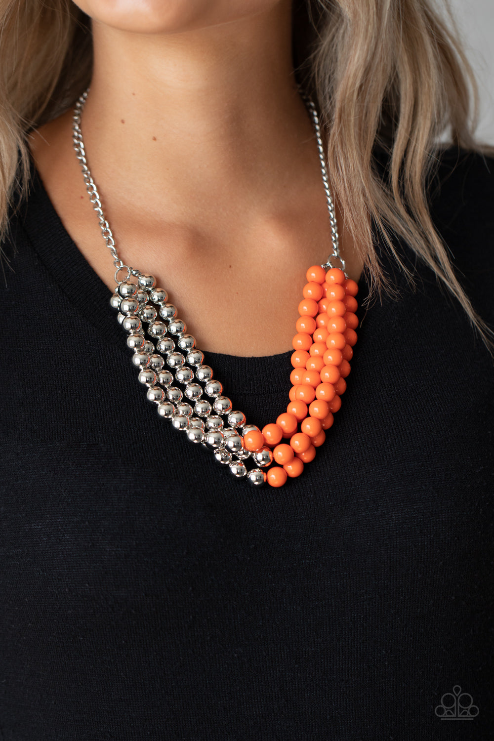 Laying the groundwork orange necklace paparazzi Clearance