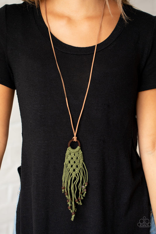 Paparazzi It’s Beyond MACRAME! - Green Necklace - A Finishing Touch 