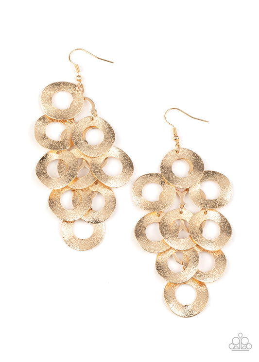 Paparazzi Scattered Shimmer - Gold Earrings - A Finishing Touch 