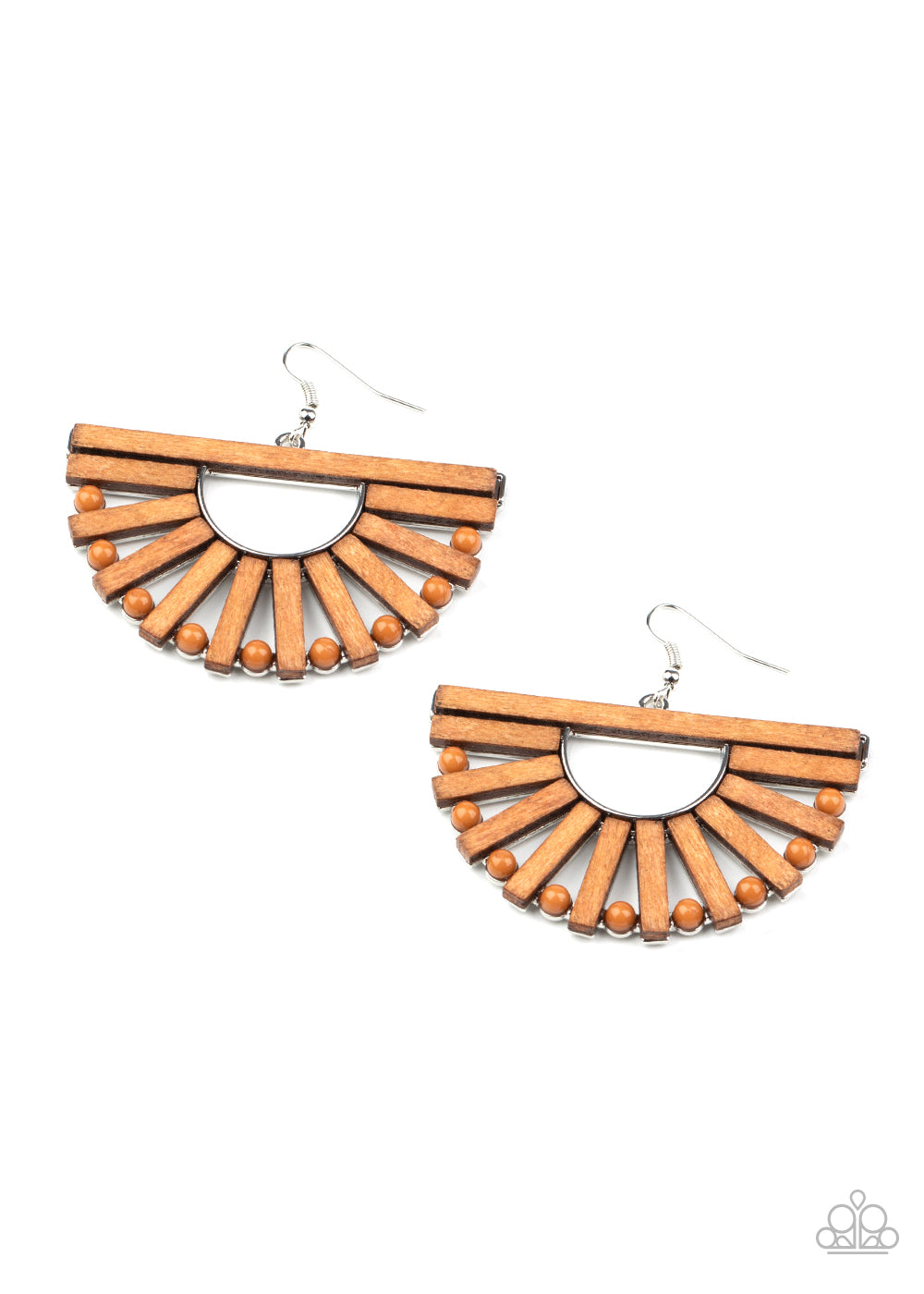 Paparazzi Wooden Wonderland - Brown Earrings - A Finishing Touch 