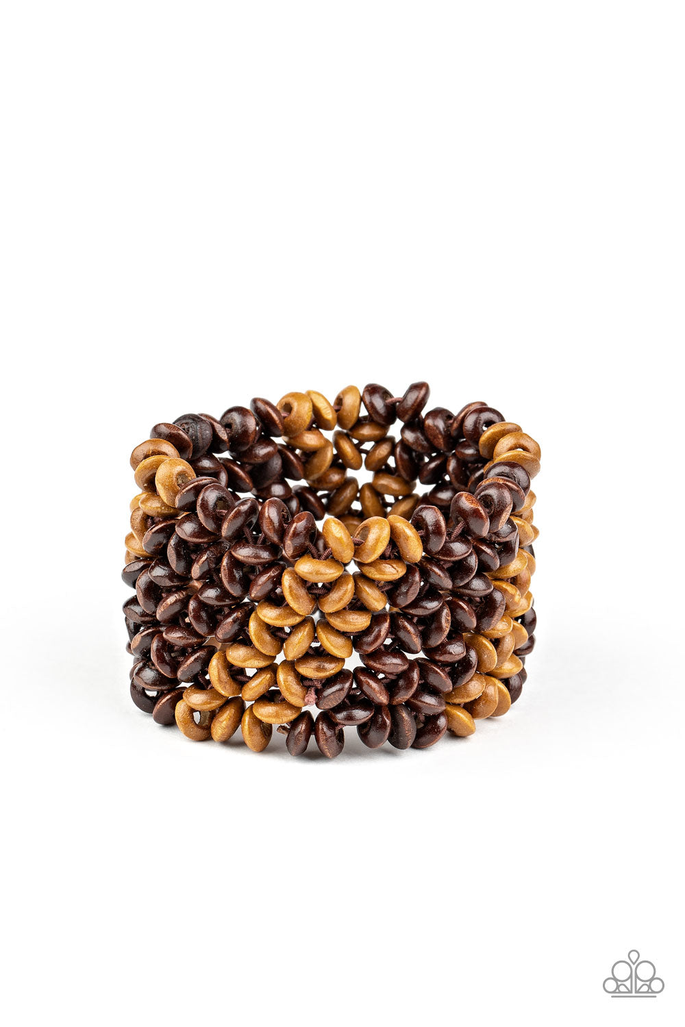 Paparazzi Island Expression - Brown Wooden Bracelet - A Finishing Touch 