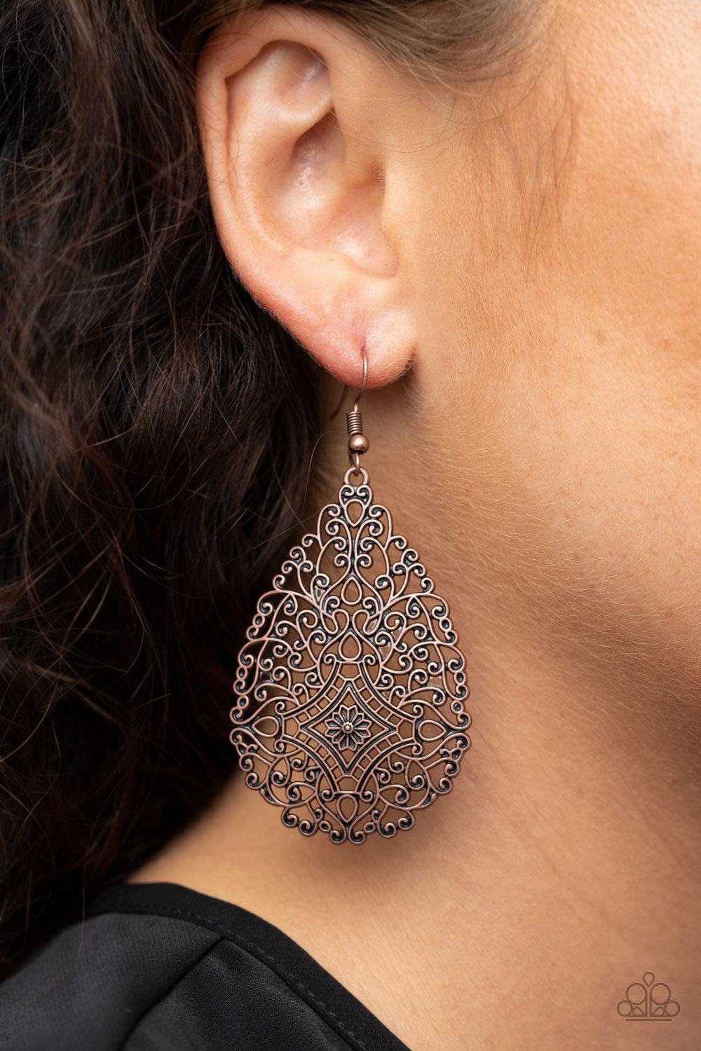 Paparazzi Napa Valley Vintage - Copper Antiqued Earrings - A Finishing Touch 