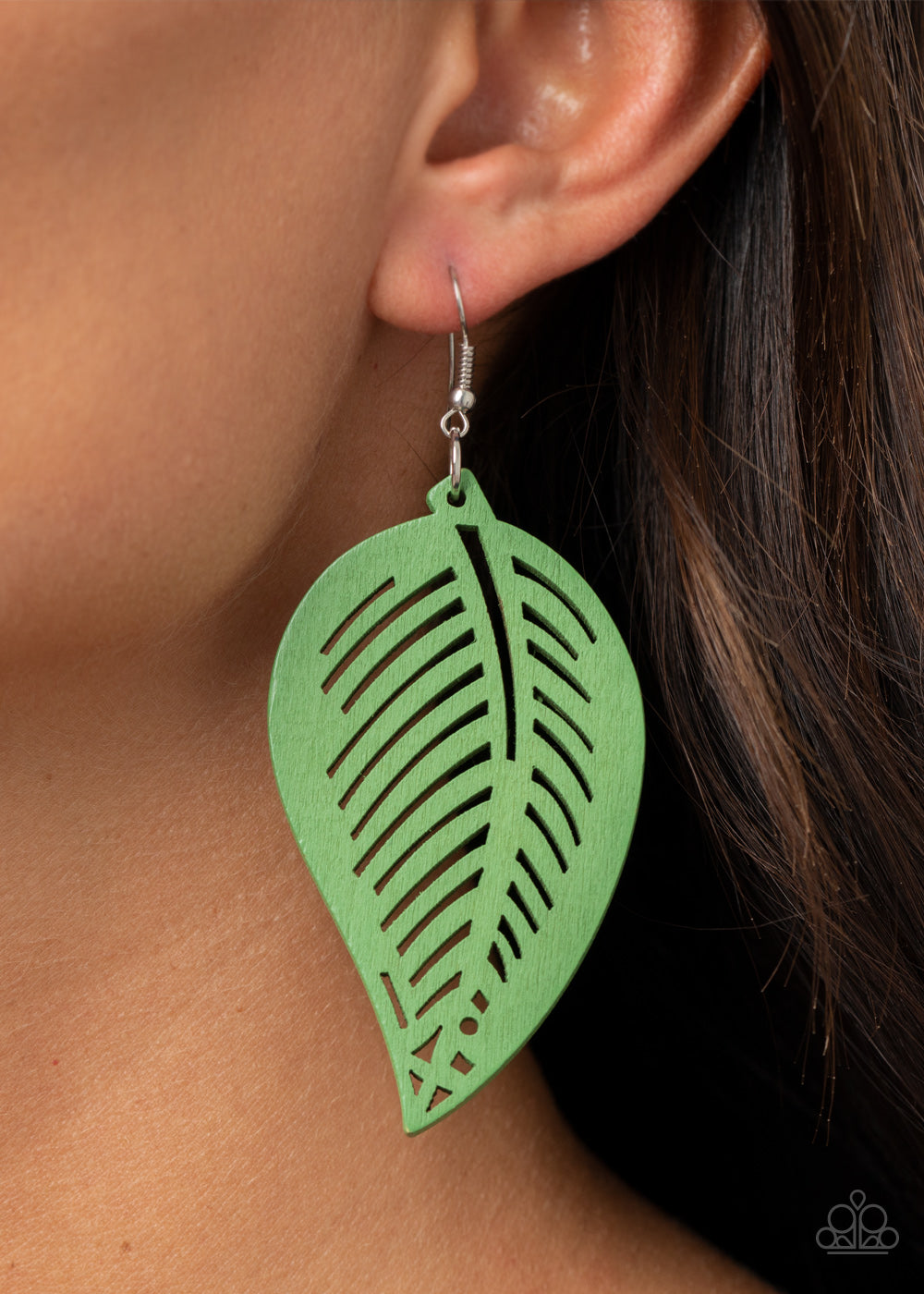 Paparazzi Tropical Foliage - Green Earrings - A Finishing Touch 