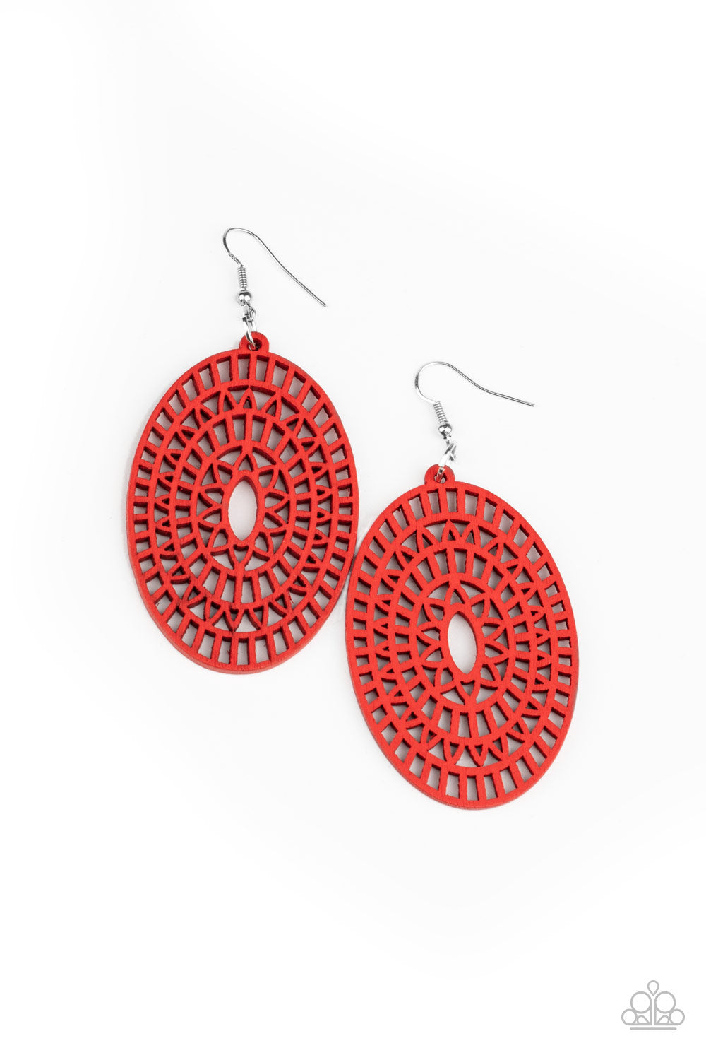 Paparazzi Tropical Retreat - Red Wooden Earrings - A Finishing Touch 