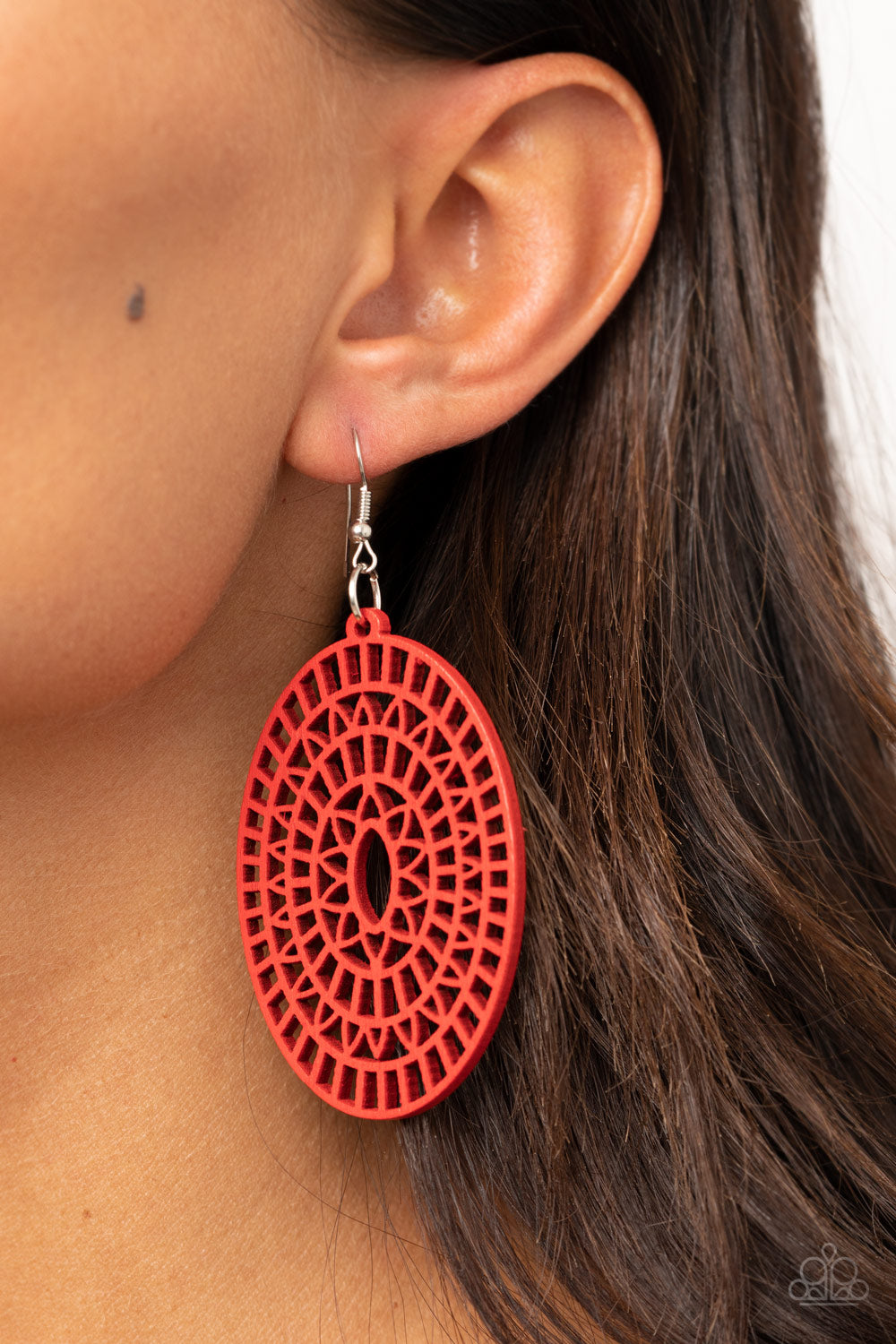 Paparazzi Tropical Retreat - Red Wooden Earrings - A Finishing Touch 