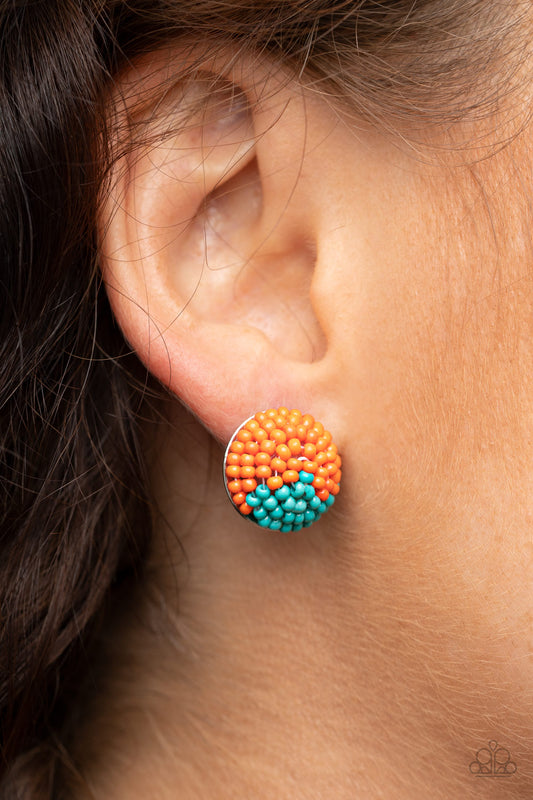 Paparazzi As Happy As Can BEAD - Orange Earrings - A Finishing Touch 