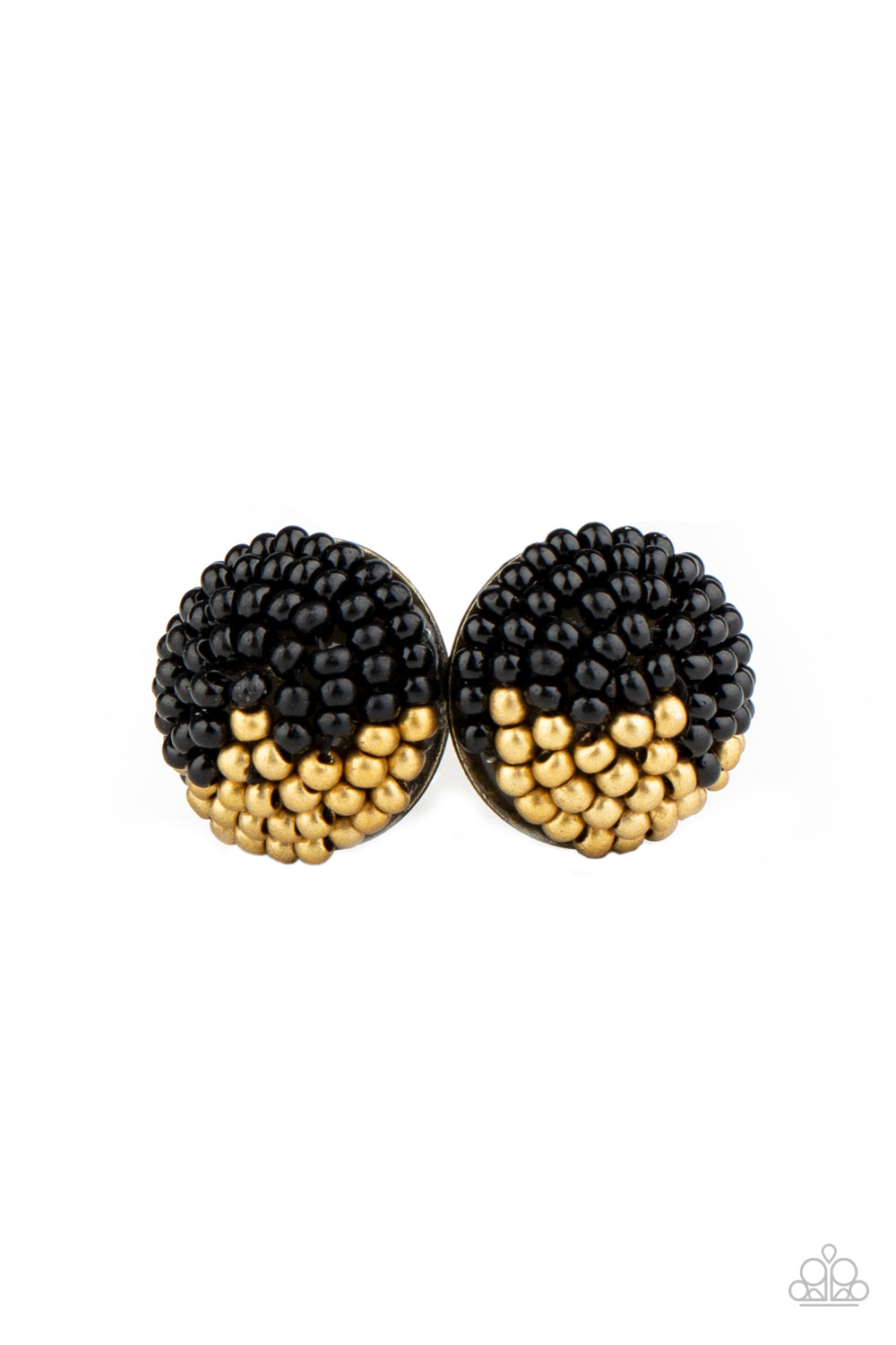 Paparazzi As Happy As Can BEAD - Black Earrings - A Finishing Touch 
