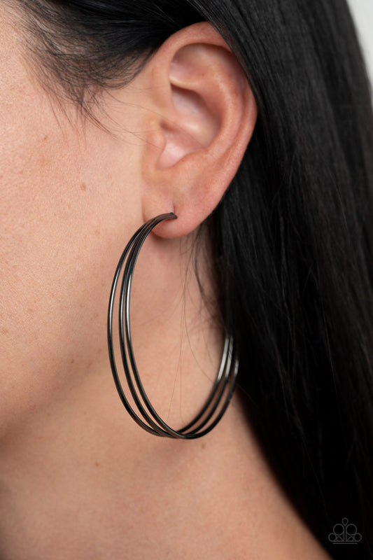 Paparazzi Rimmed Radiance - Black Earrings - A Finishing Touch 