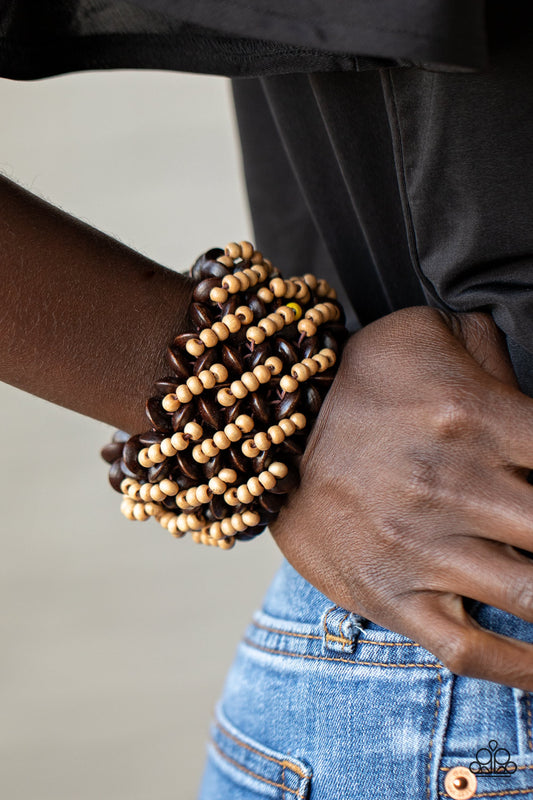Paparazzi Cozy in Cozumel - Brown Bracelet - A Finishing Touch 