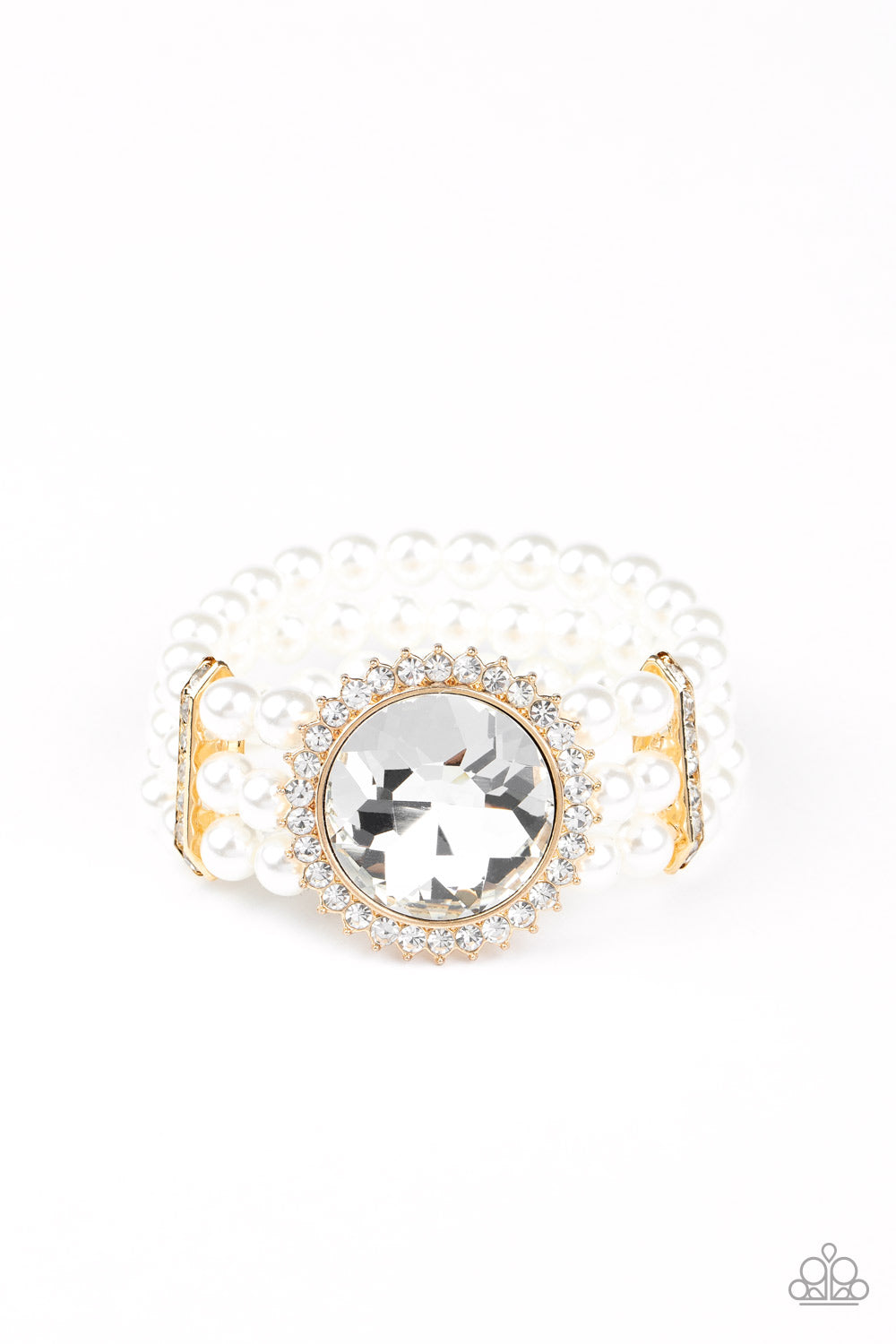 Paparazzi Speechless Sparkle - Gold Pearl Bracelet - A Finishing Touch 