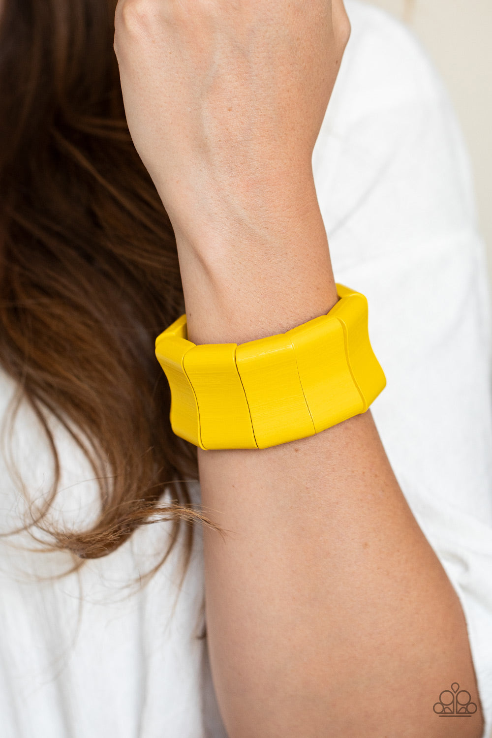Paparazzi Caribbean Couture - Yellow Wooden Bracelet - A Finishing Touch 