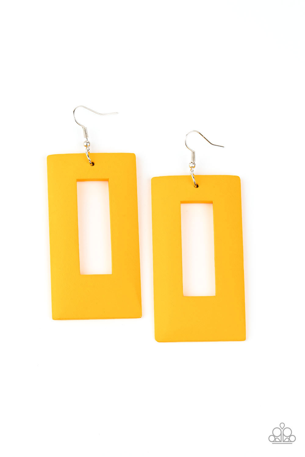 Paparazzi Totally Framed - Yellow Wooden Earrings - A Finishing Touch Jewelry