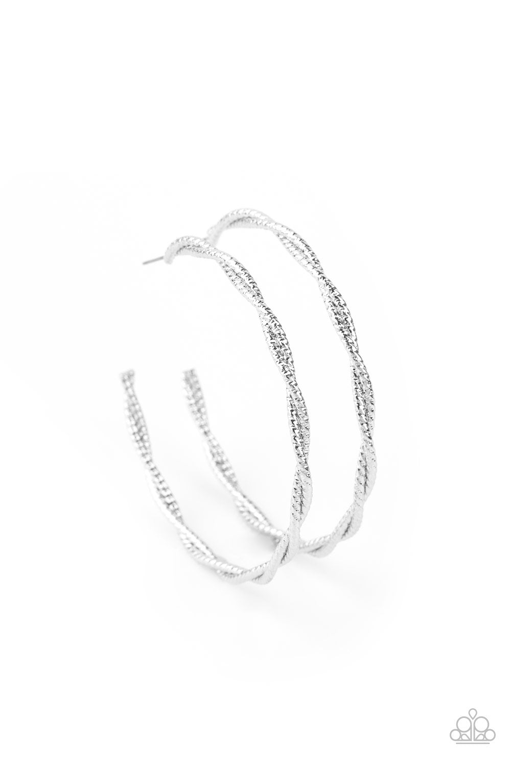 Paparazzi Totally Throttled - Silver Hoop Earrings - A Finishing Touch 