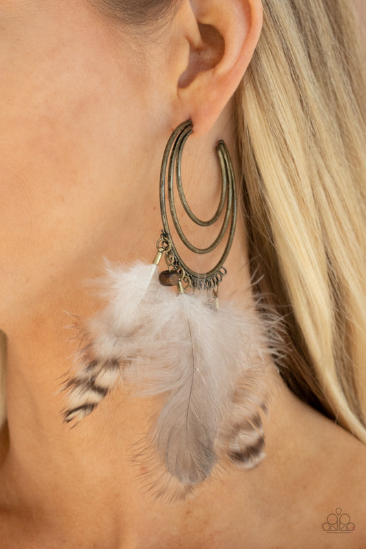 Paparazzi Freely Free Bird - Brass Earrings - A Finishing Touch Jewelry