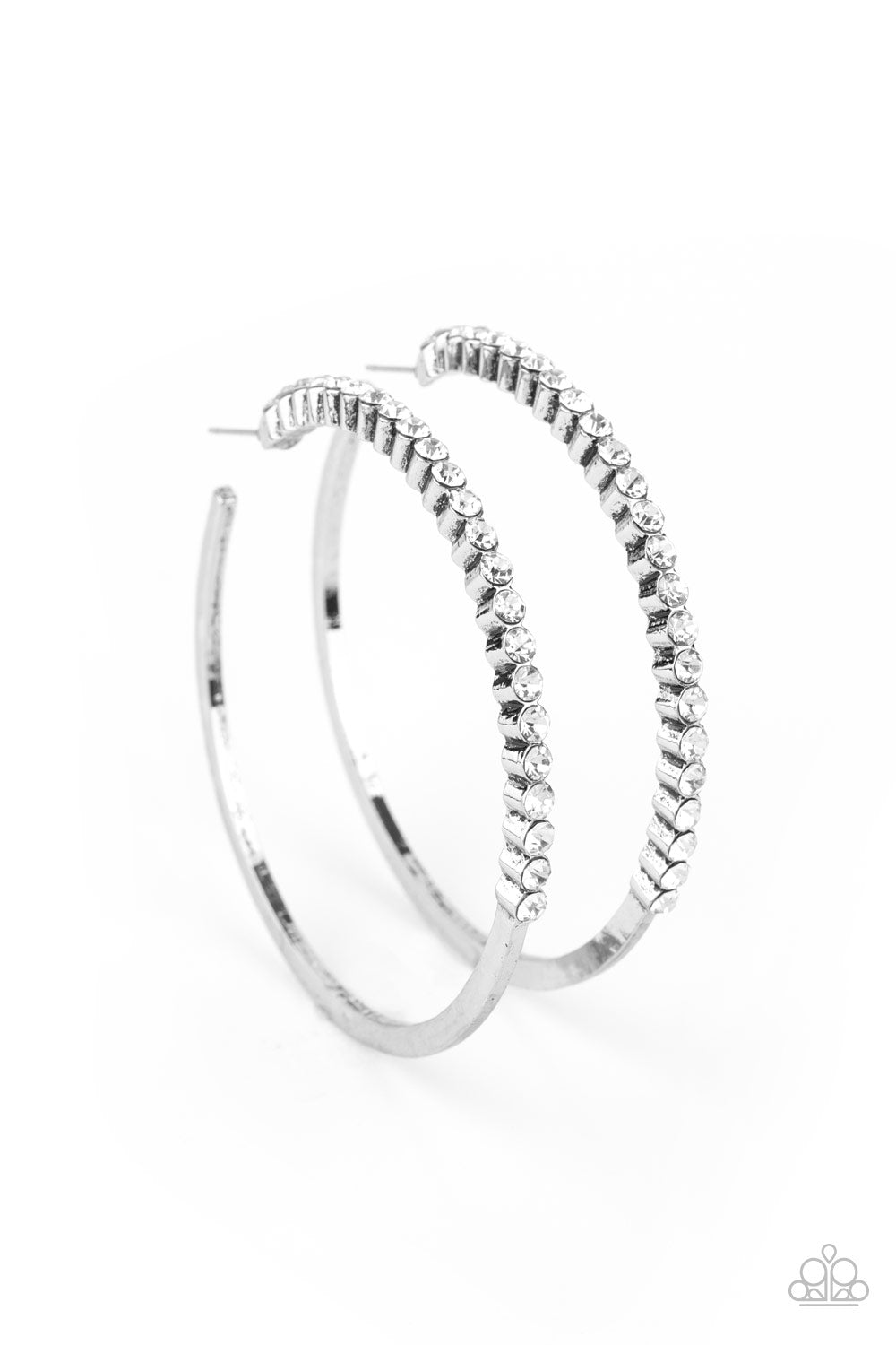 Paparazzi Making Rounds - White Hoop Earrings - A Finishing Touch Jewelry
