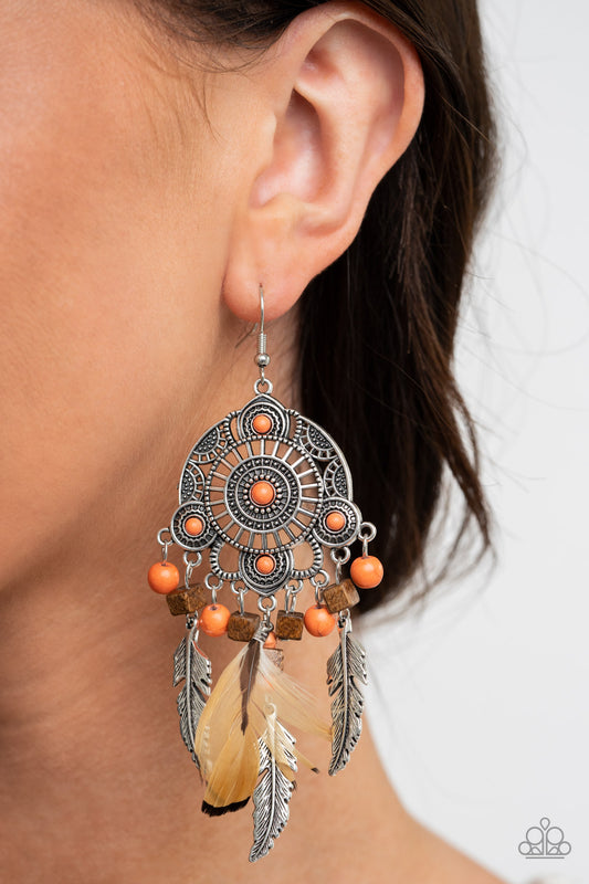 Paparazzi Desert Plains - Orange Earrings - A Finishing Touch 