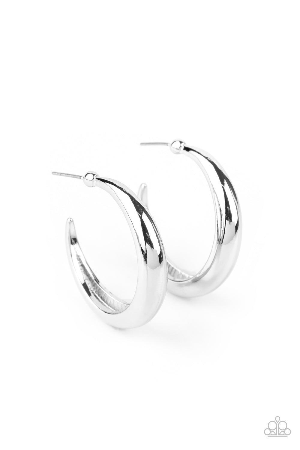 Paparazzi Lay It On Thick - Silver Hoop Earrings - A Finishing Touch 