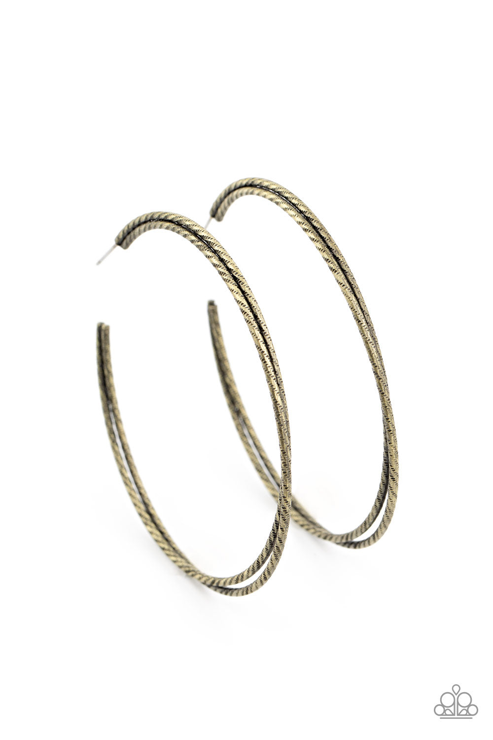 Paparazzi Curved Couture - Brass Hoop Earrings - A Finishing Touch 